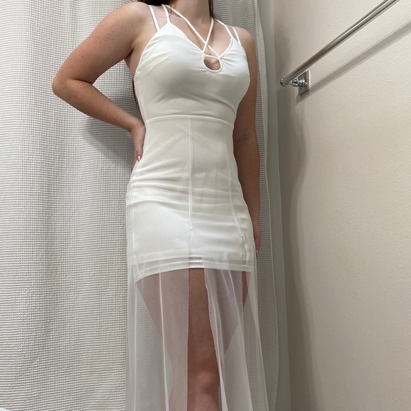 Women’s SHEIN Angel Fashions crisscross backless split thigh dress. Size small. - Picture 2 of 16